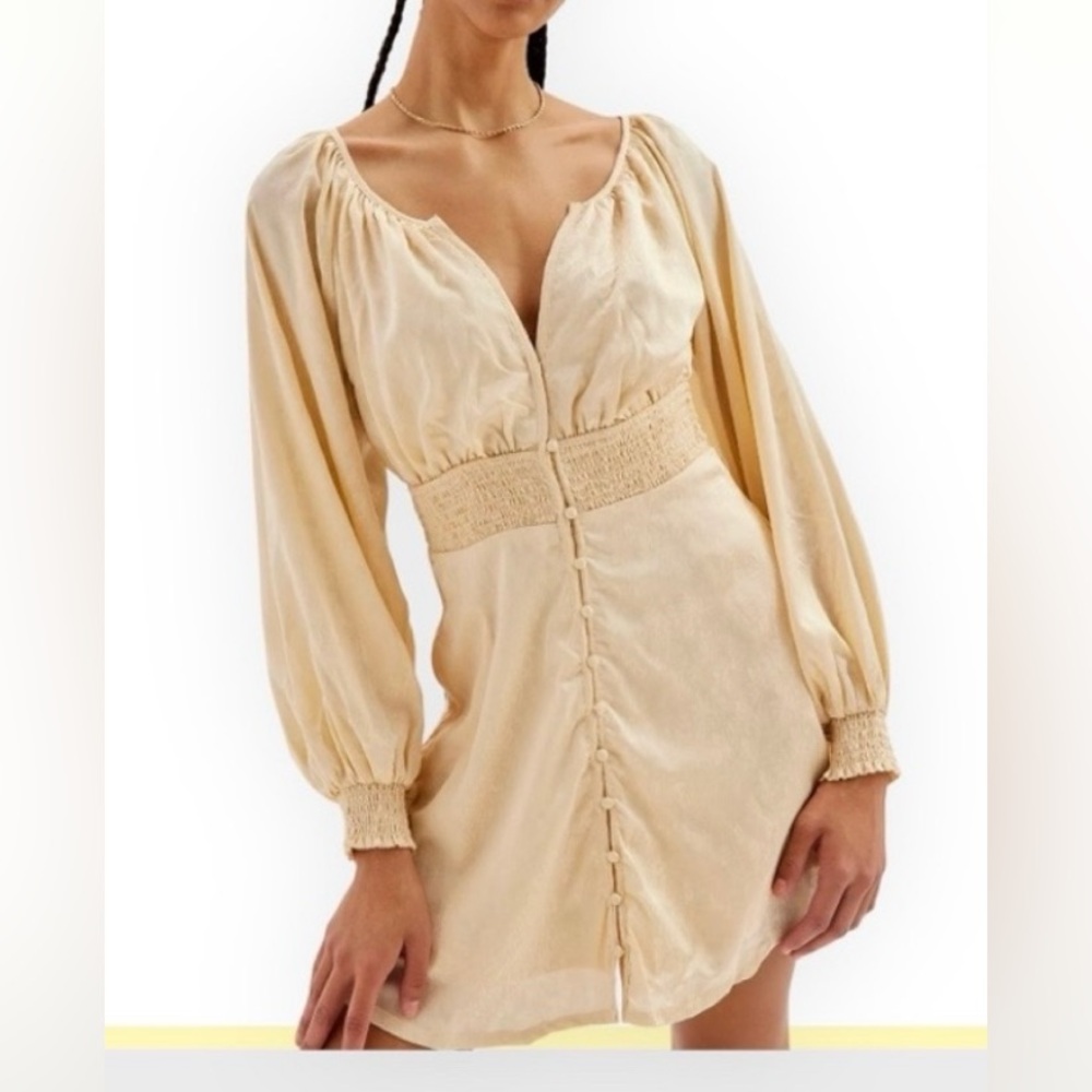 Urban Outfitters Mini Dress Long Sleeve Elastic Waist Boho Lined.  Sz M.   NWT!